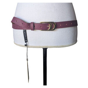 ADA Leather Infinity Belt Orchid Croco New One Size Berry Wine $79 Embossed
